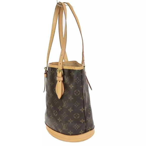 LOUIS VUITTON BUCKET PM Shoulder Tote Bag Monogram Leather Brown - Picture 11 of 15